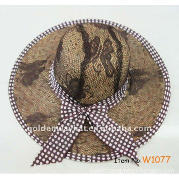 Various big brim straw hat with ribbon